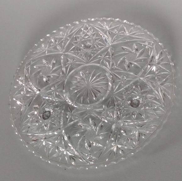 Pin Wheel Footed Lead Crystal Platter - Picture 2 of 9